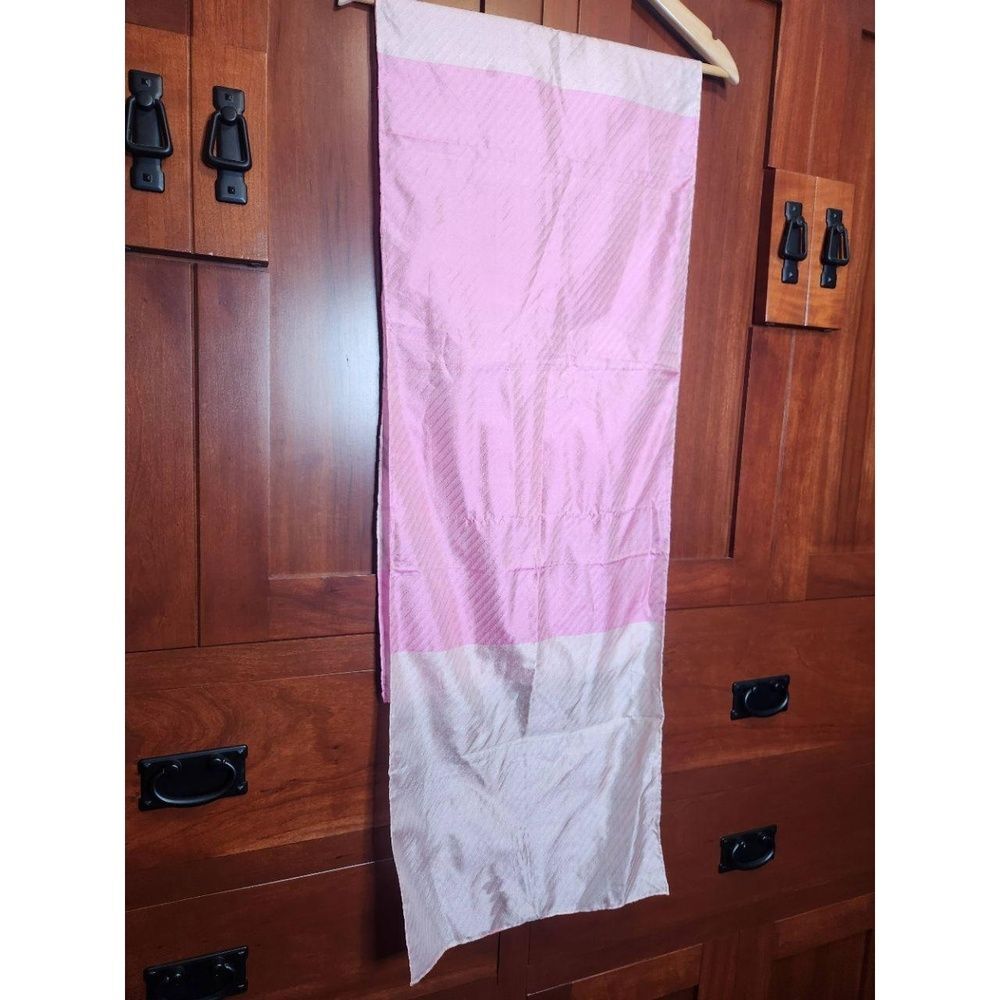 Pink, White, Hot Pink, Striped Silk-Like Scarf - Picture 2 of 6